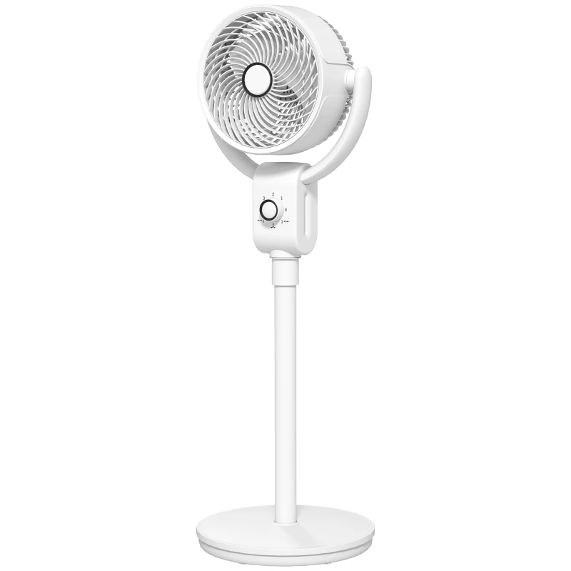 HOMCOM Pedestal Air Circulation Fan with Oscillating, White