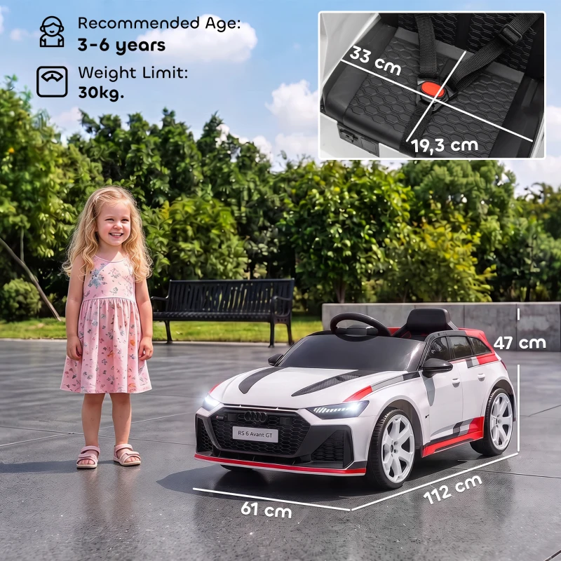 AIYAPLAY Carro Elétrico para Crianças Audi RS 6 Avant GT 12V com Comando à Distância 2,4 G, Motor Duplo, Arranque Suave e Suspensão