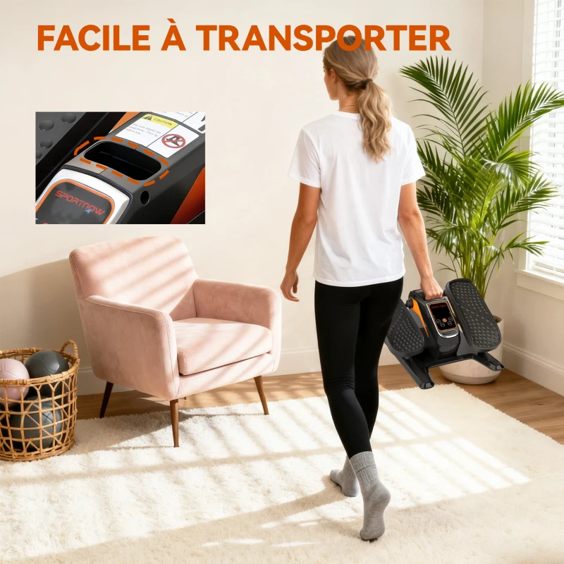 SPORTNOW Vélo Elliptique de Bureau pour Maison 12 Vitesses, Écran LED, Télécommande, pédale Antidérapant, 40,7x36x21,5cm, Noir