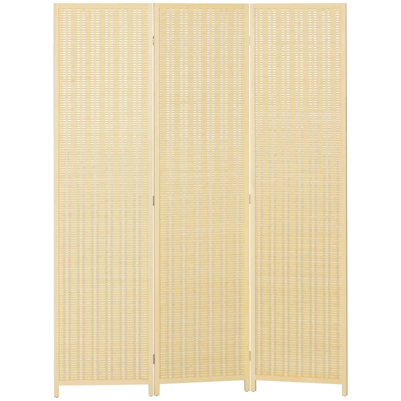 HOMCOM Paravent en bois séparateur de pièce closion de séparation pliable 3 panneaux 135 x 180 cm bois naturel