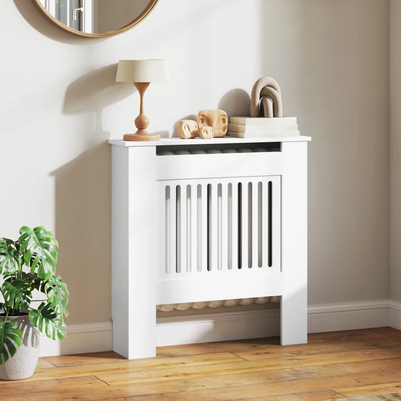 HOMCOM Heizkörperverkleidung, Heizungsabdeckung, 78 x 19 x 81cm, Heizkörper-Abdeckung für Schlafzimmer, Wohnzimmer, MDF, Weiß(m-10)