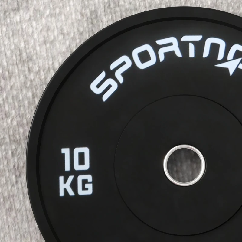 SPORTNOW Discos Pesas Olímpicos 2x10 kg Agujero Ø50 mm de Goma para Barras y Mancuernas para Casa y Gimnasio Negro