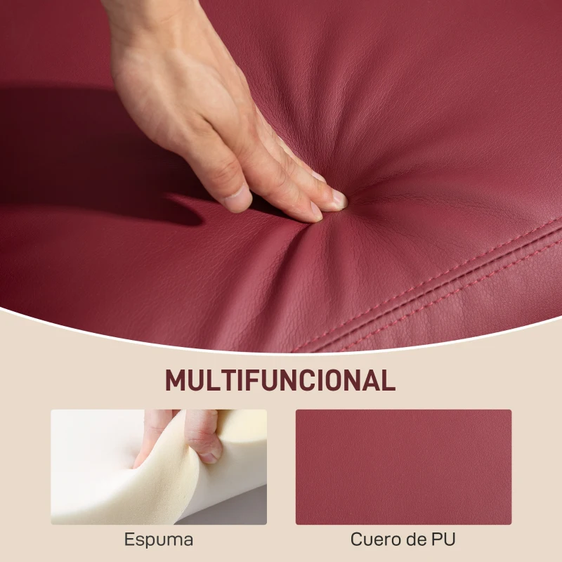HOMCOM Sillón de Masaje Reclinable con Mando a Distancia Bolsillo Lateral y Temporizador Tapizado en PU 68x88x98cm Rojo Burdeos