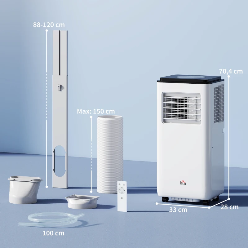 HOMCOM Climatiseur mobile 7000BTU 2kW 5 en 1 refroidissement, déshumidificateur, ventilateur, auto, mode nuit, 2 vitesses