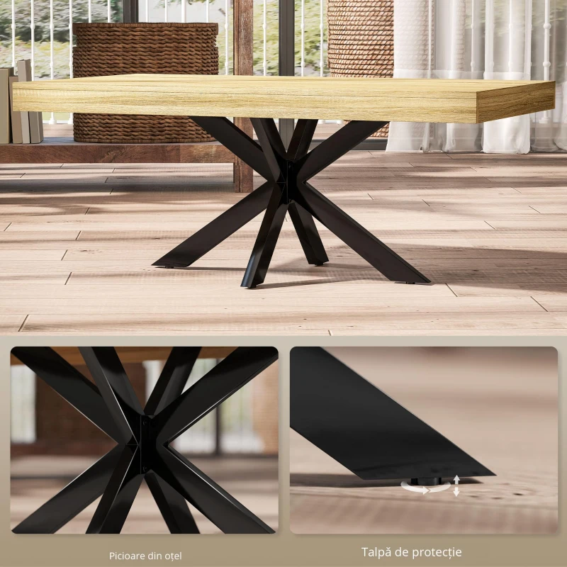 HOMCOM Măsuță de Cafea Stil Industrial din Lemn și Oțel, 110x60x45 cm, Negru și Culoare Lemn