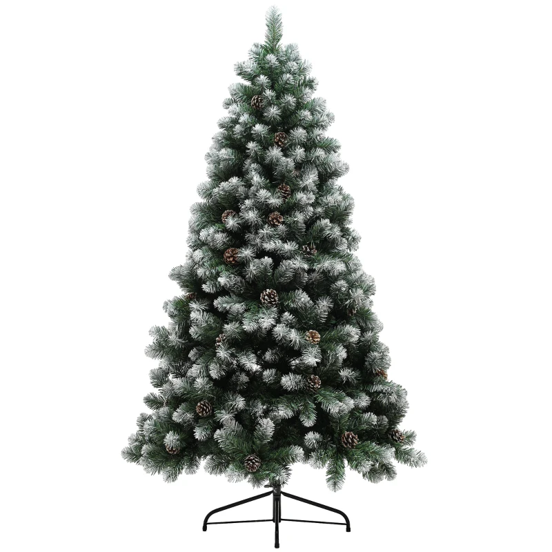 HOMCOM 6ft Snow-Dipped Artificial Pine Christmas Tree