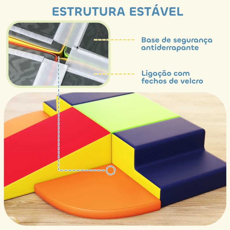 AIYAPLAY Conjunto de 6 Blocos de Espuma para Crianças com Base Antiderrapante para Escalar e Gatinhar Multicolor