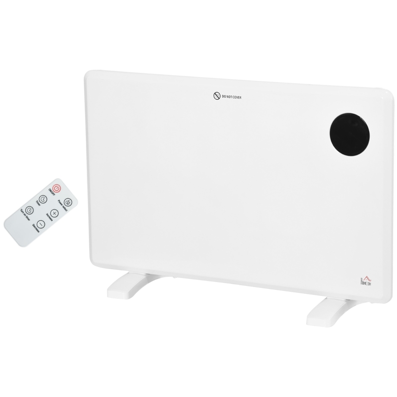 HOMCOM 1200W Electric Convector Heater, Freestanding or Wall Mounted, Space Heater with Adjustable Thermostat, Timer, White
