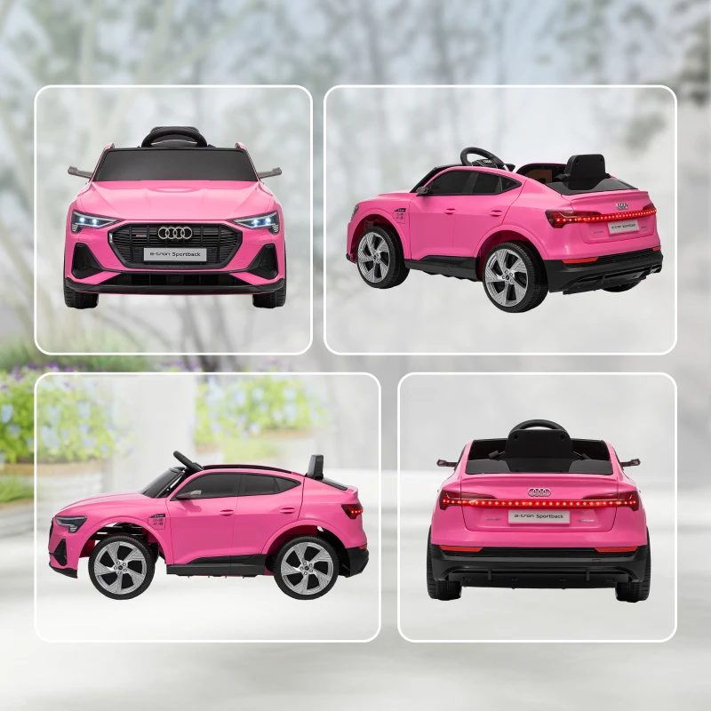 HOMCOM Voiture électrique enfants, véhicule électrique 12V avec télécommande 2,4G, phares, musique, klaxon, port USB, MP3, rose