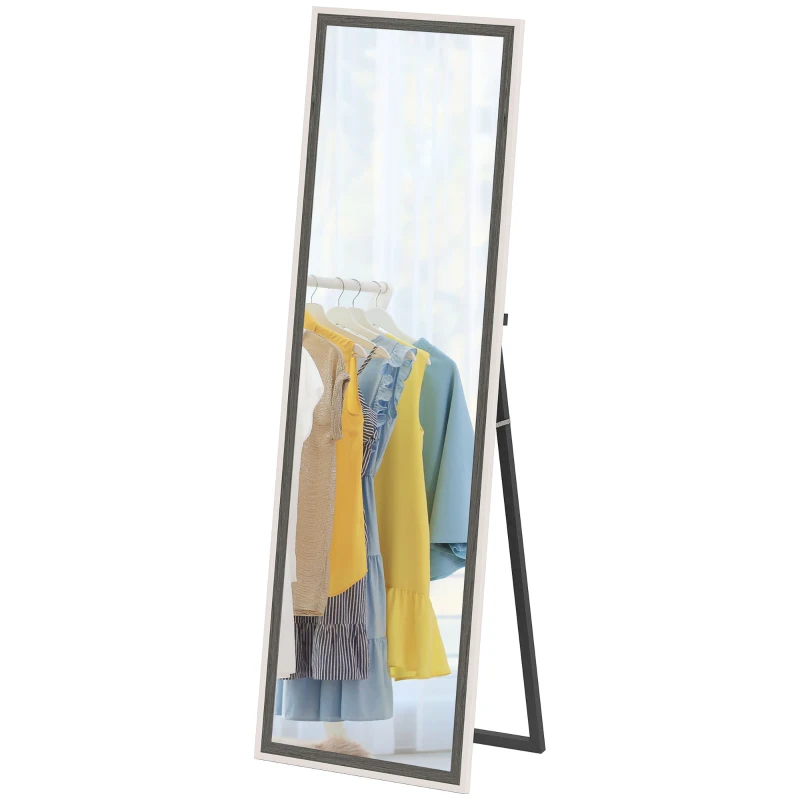 HOMCOM 162.6 cm Two-Tone Full Length Mirror - White/Grey-Tone