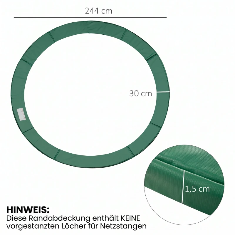 HOMCOM Trampolin Randabdeckung Sicherheitsnetz Wetterplane Leiter Randabdeckung: Ø 244cm Grün