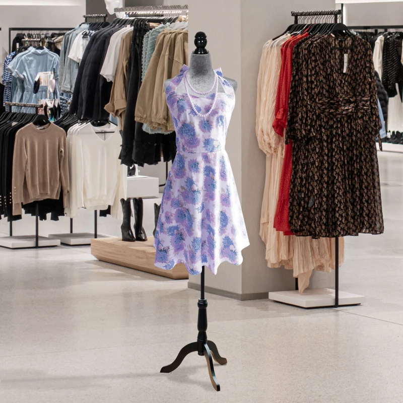 HOMCOM Maniquí de Costura Ajustable a 130-168 cm con Trípode de Madera para Fotografía de Moda Exposición de Prendas Gris