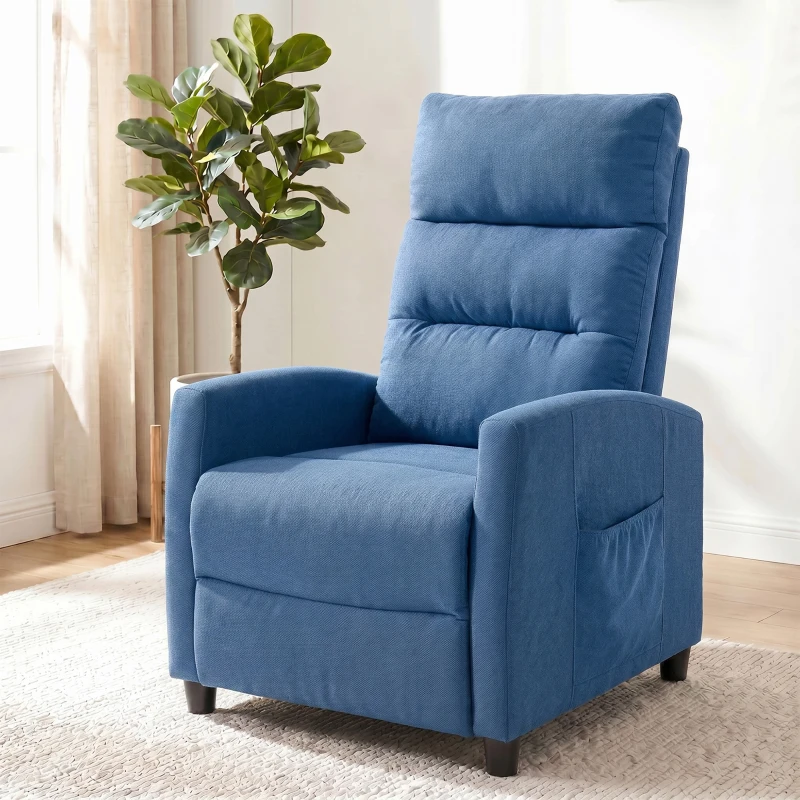 HOMCOM Poltrona Massaggiante e Reclinabile a 160° con Poggiapiedi e Telecomando, 66x91x108 cm, in Ciniglia Blu Scuro
