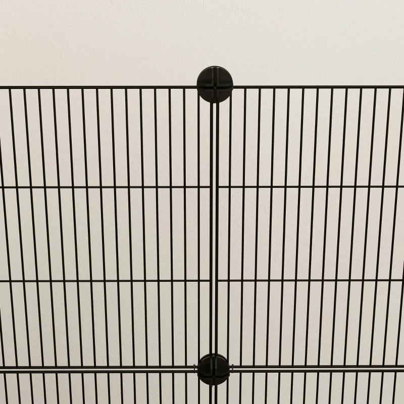 PawHut Enclos pour petits animaux, cage à lapin modulable 2 niveaux, 39 panneaux avec rampe, en acier, 140 x 70 x 105 cm, noir