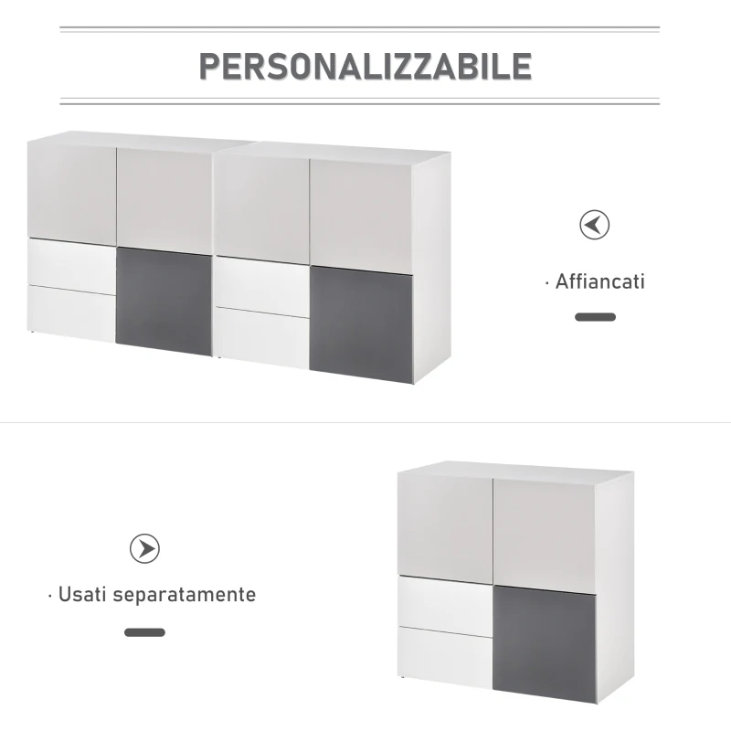 HOMCOM Armadietto Multiuso con Cassetti e Ante, Mobile Soggiorno Camera Ufficio