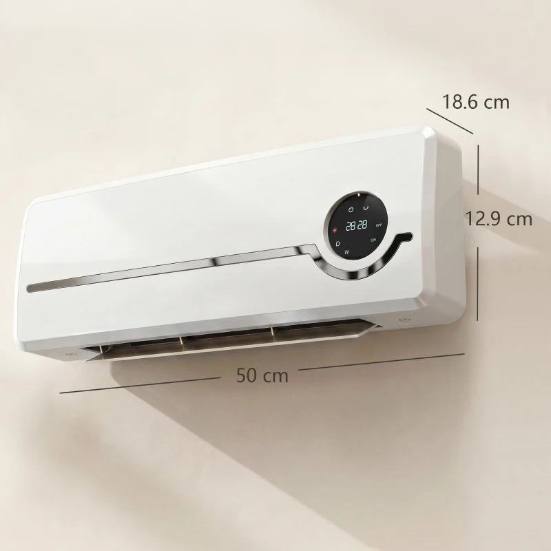 HOMCOM Aerotermă Ceramică 2000W de Perete cu 3 Moduri, Temperatură Reglabilă, Temporizator, Telecomandă, Blocare pentru Copii, Alb