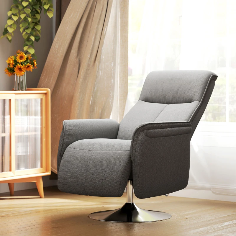 HOMCOM Poltrona de Massagem com Apoio para os Pés Poltrona Relax Reclinável até 135° com 10 Pontos de Massagem 68,5x84x110cm Cinza