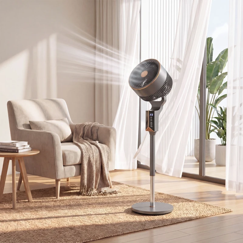 HOMCOM 20 dB Silent Standing Fan for Bedroom, 46" Pedestal Fan with Remote, 85° Oscillating, 8 Speeds