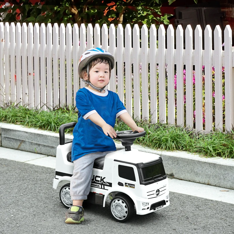 HOMCOM Voiture porteur Enfants licence Mercedes Benz 12-36 Mois Coffre klaxon phares Blanc