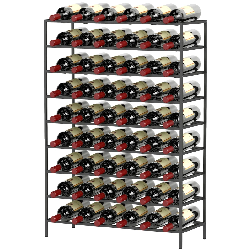 HOMCOM Étagère à vin rack pour bouteilles range-bouteilles capacité 54 bouteilles dim. 63L x 25l x 91H cm métal noir