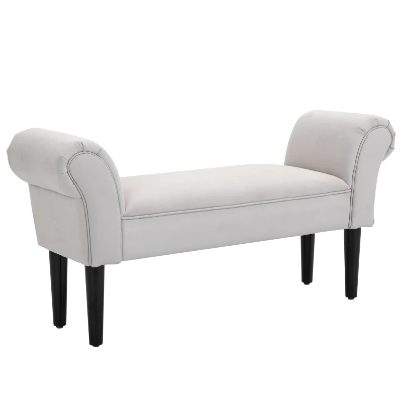 HOMCOM Banc Entrée Bout de Lit Rembourré pour Chambre à Coucher, Tissu à Voile, 102 x 36 x 51 cm, Gris