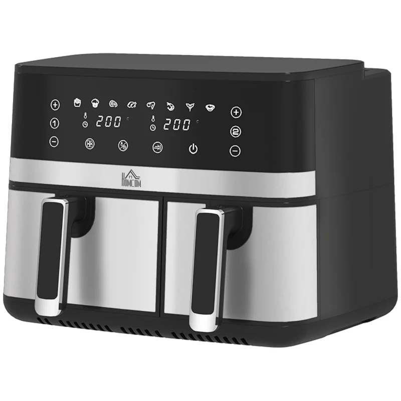 HOMCOM 8.5L Dual Basket Air Fryer, with Sync and Multi-Menu Cooking