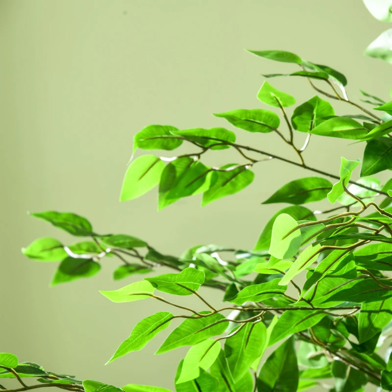 HOMCOM Pianta di Ficus Artificiale da 180 cm per Interni con Vaso in Metallo Riempito, Verde