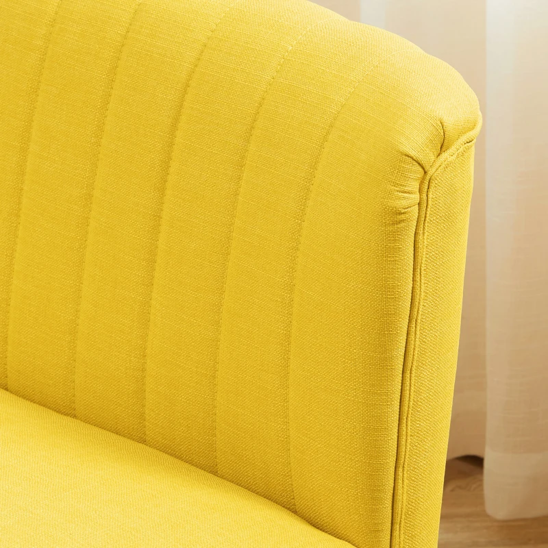 HOMCOM, Canapea cu 2 locuri, Cu picioare, din Textil cu aspect de in, 117x56.5x77 cm, galben