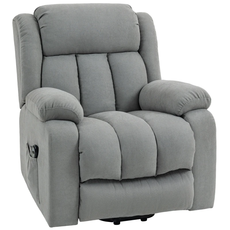 HOMCOM Power Lift Recliner Chair with Vibration Massage, Lift Chair for Elderly with Footrest, Remote, Side Pocket, Light Grey