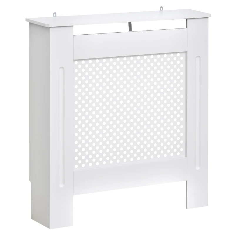 HOMCOM Cubre Radiadores, 78x19x82 cm, Cubierta para Radiador Moderna de MDF, con Estante Superior y Listones, para Salón, Dormitorio, Pasillo, Blanco