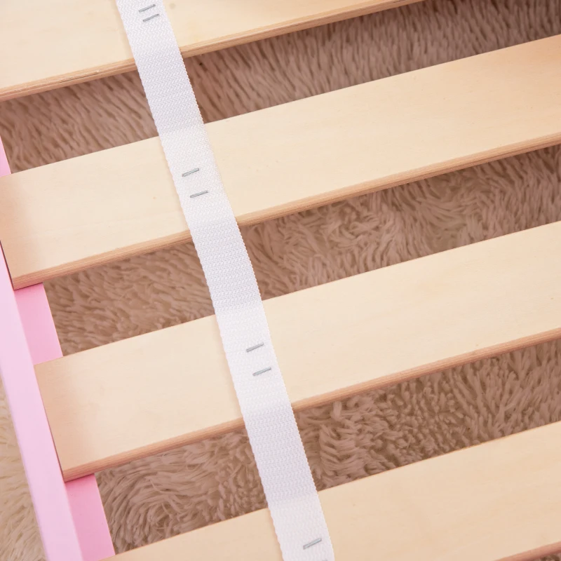 ZONEKIZ Letto per Bambini con Sponde e Fantasia a Fiocchi e Cuori, Età 3-6 Anni, 143x74x59cm, Rosa