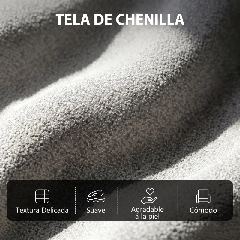 HOMCOM Sillón de Masaje Reclinable con Reposapiés 2 Zonas de Masaje Respaldo Alto Bolsillos Tapizado en Chenilla Gris