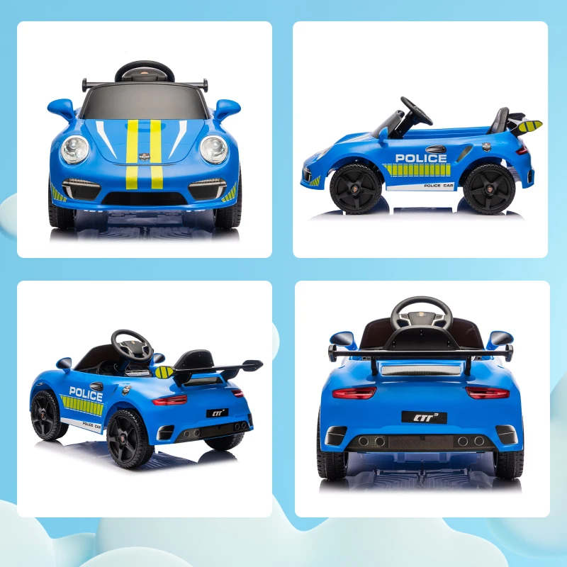 AIYAPLAY Coche Eléctrico para Niños con Licencia RUF CTR 3 Clubsport Mando a Distancia Motor Doble Sirena Ruedas Auxiliares Azul