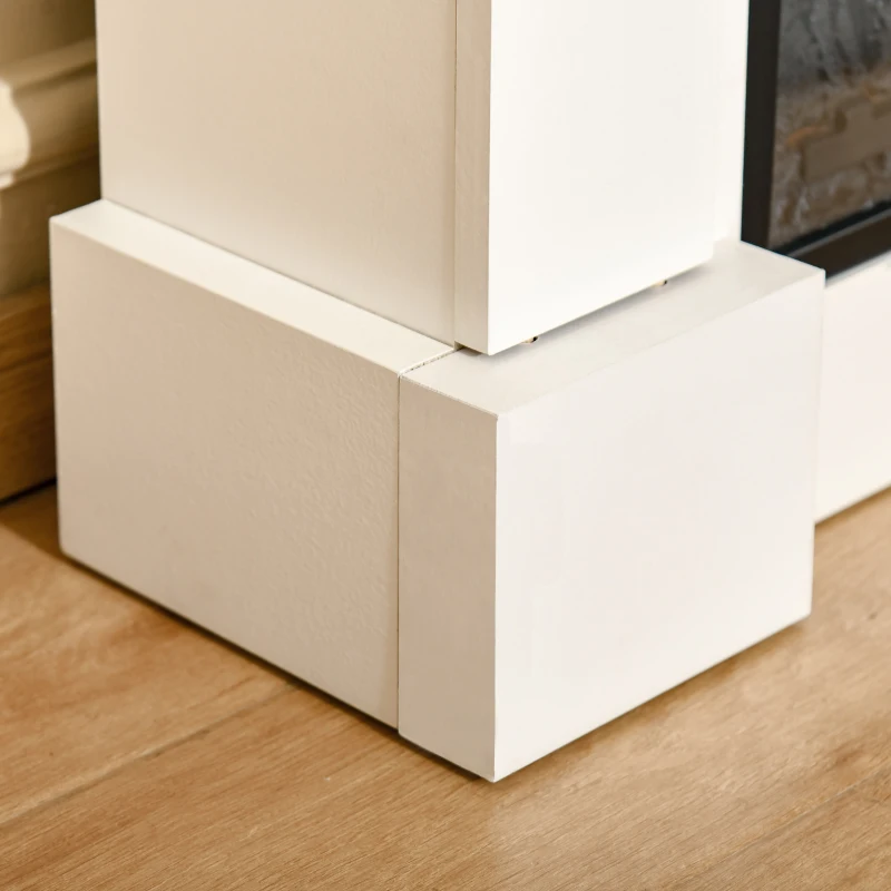 HOMCOM Camino Elettrico da Terra 1800W con Effetto Fiamma, Telecomando, Timer e Temperatura Regolabile, Bianco