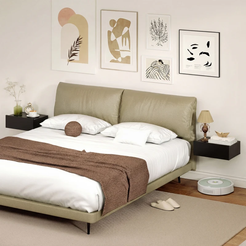 HOMCOM Set di 2 Comodini Sospesi Moderni con Cassetto in Legno, 40x30x15cm, Nero