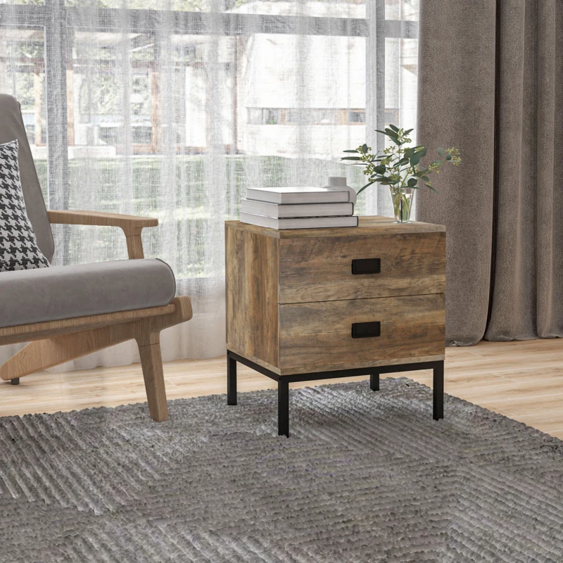 HOMCOM Chest of Drawers, Bedside Table Set with Drawers, Coffee