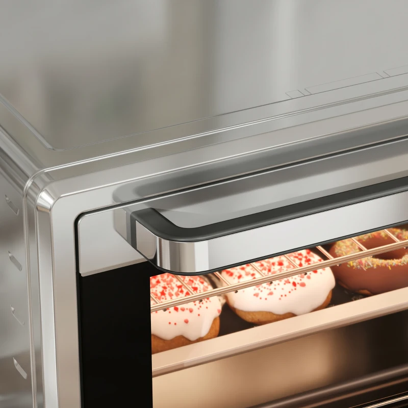 HOMCOM 21L Mini Countertop Oven, 100°C-230°C Adjustable Temp - Silver Tone