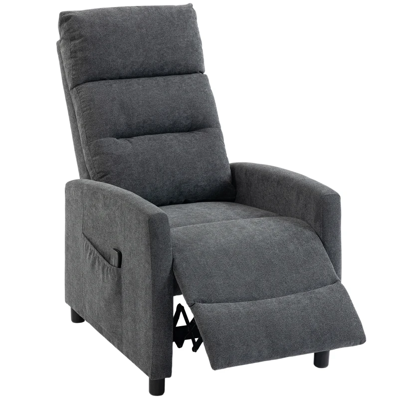 HOMCOM Sillón de Masaje Reclinable con Reposapiés 2 Zonas de Masaje Respaldo Alto Bolsillos Tapizado en Chenilla Gris