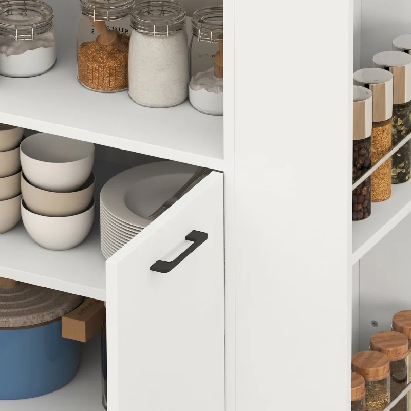 HOMCOM Carrito de Cocina con Ruedas 2 Puertas Estante Ajustable Especieros para Comedor 75x40x80,5 cm Blanco