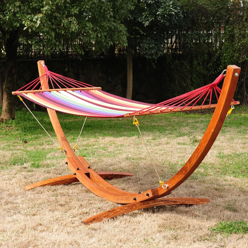 HOMCOM Hamac de Jardin avec Support en Bois hamac sur Pied 1 Personne Charge Max. 120 Kg