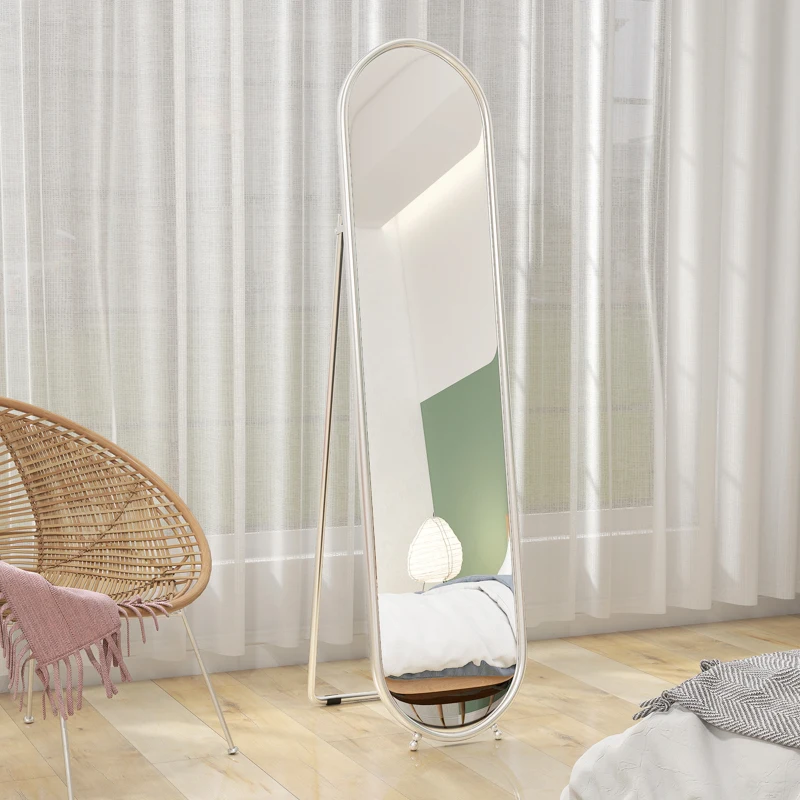 HOMCOM Specchio a Figura Intera da Terra con Supporto Pieghevole, Vetro e Metallo, 40x4x160 cm, Argento