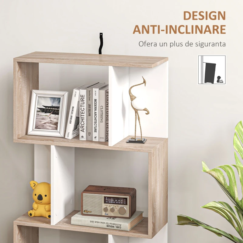 HomCom biblioteca de perete, 3 rafturi, 60x24x111.4cm, alba | AOSOM RO