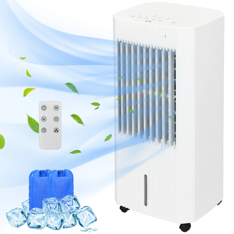 HOMCOM Refroidisseur d'air ventilateur humidificateur 3 en 1 avec télécommande, minuterie, oscillation, 3 modes 3 vitesses