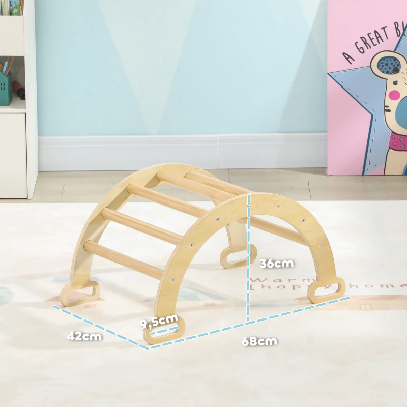 AIYAPLAY Arco de Escalada para Niños de 18-48 Meses Balancín para Bebés Carga 50 kg 68x42x36 cm Natural