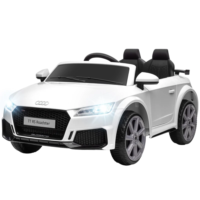 HOMCOM Coche Eléctrico para Niños de 3+ Años Audi TT Eléctrico 12V con Velocidad 3 km/h Mando a Distancia 102x60x44 cm Blanco