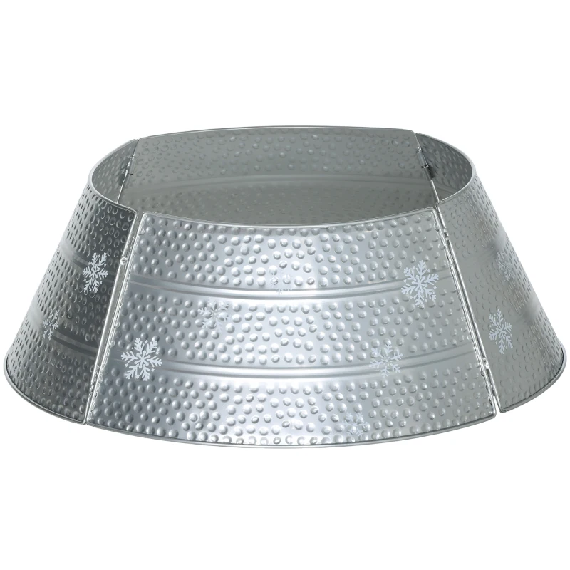 HOMCOM Falda para Árbol de Navidad de Metal Impermeable Decoración para para Fiestas Hogar 66x66x23 cm Plateado