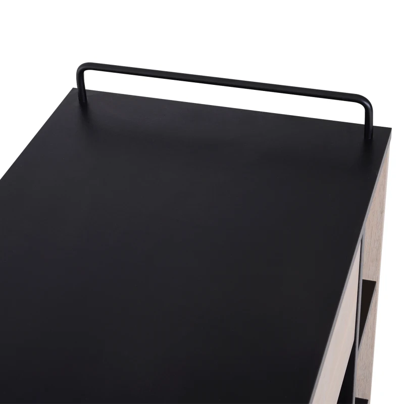 HOMCOM Carrello da Cucina Multiuso Moderno con Ruote Cassetto Anta in Legno Rovere, 76,5x40x82cm
