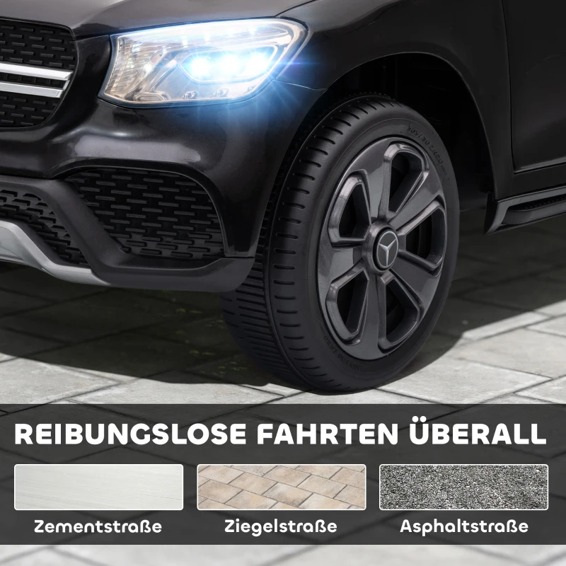 AIYAPLAY Elektroauto für Kinder, 12V Kinderauto mit Fernbedienung, LED-Lichter, Musik, 3 Geschwindigkeiten, 3-6 Jahre, Schwarz