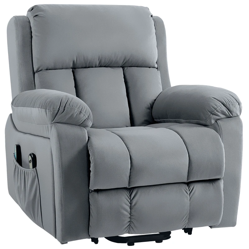 HOMCOM Sillón Levanta Personas con 8 Punto de Masaje Función de Calentamiento Mando a Distancia y Bolsillo Lateral Gris