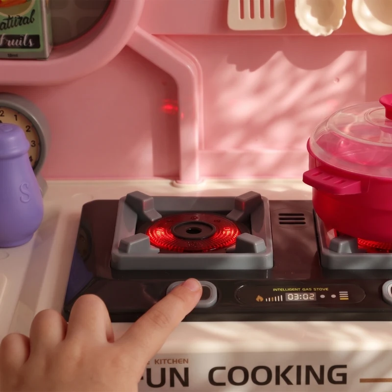 AIYAPLAY Kinderküche Kinder 33-teilig Spielküche Zubehör mit Licht, Sound, Stauraum, Spielspüle, Herd und Backofe 3-6 Jahren
